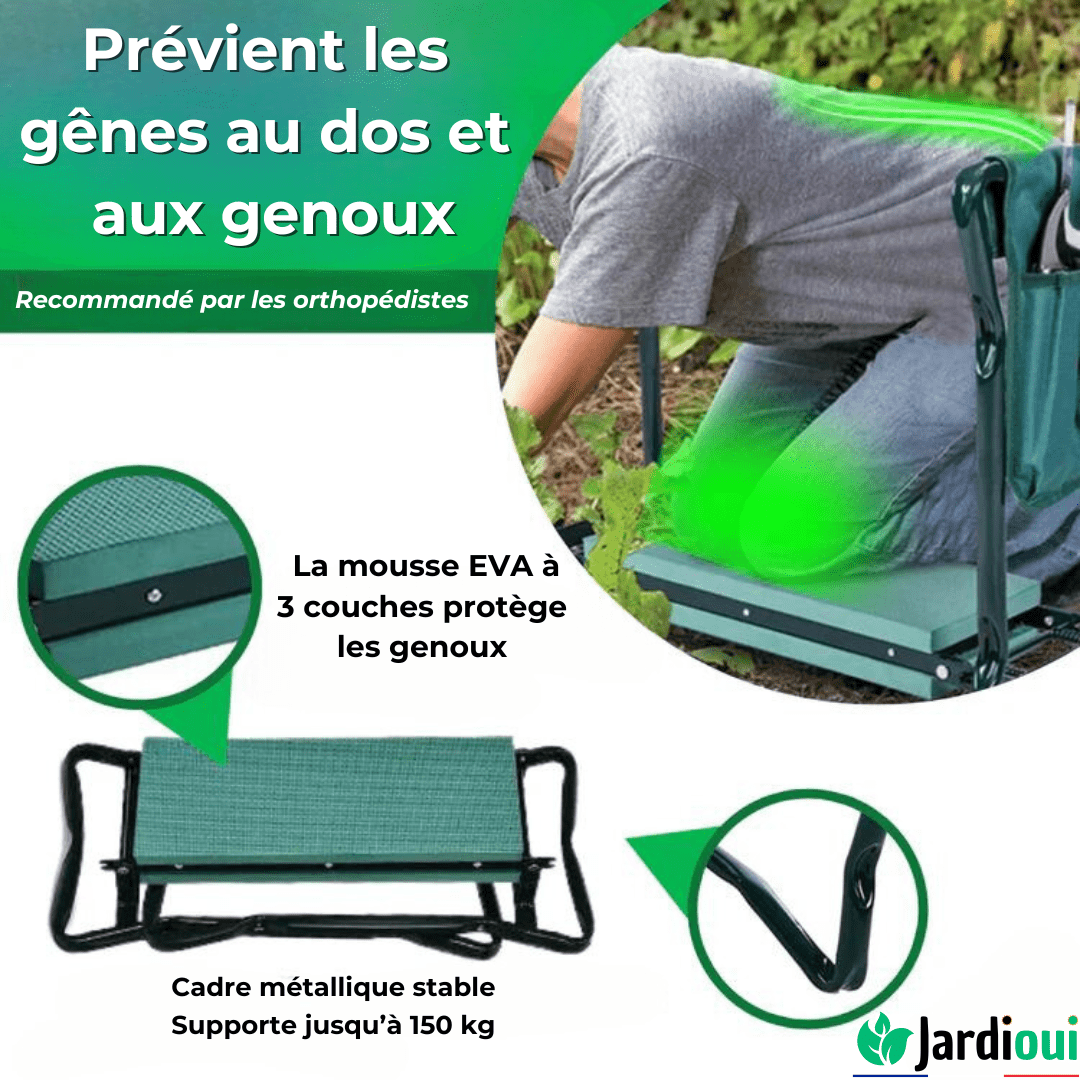 Jardioui 0 Tabouret Agenouilloir Pliable Multifonction (+Sac à Outils Offert)